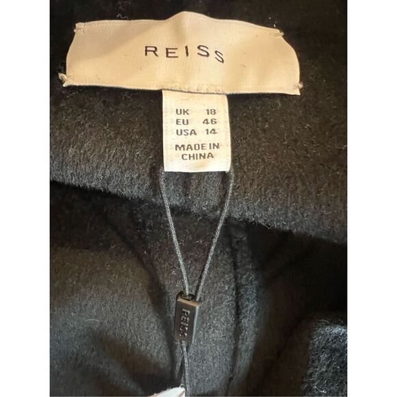 Reiss Women's Black Rich Belted Wool Blend Trench Coat Size 14 NWT - Picture 10 of 12